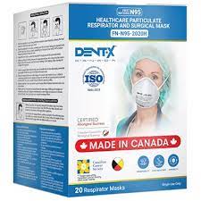 DENT-X CANADA HEALTHCARE PARTICULATE RESPIRATOR AND SURGICAL MASK WITH HEAD STRAP (20/BOX)